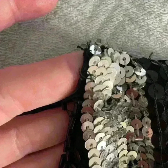 Vintage Sequin Jean for Joseph Le Bon 100% Silk Black, Silver Gold Holiday Paris - Picture 2 of 7